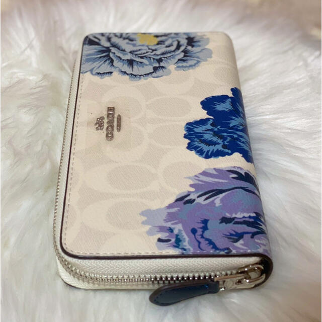 【新品】COACH コーチ 財布 長財布 白財布 花柄 レディース財布 牡丹