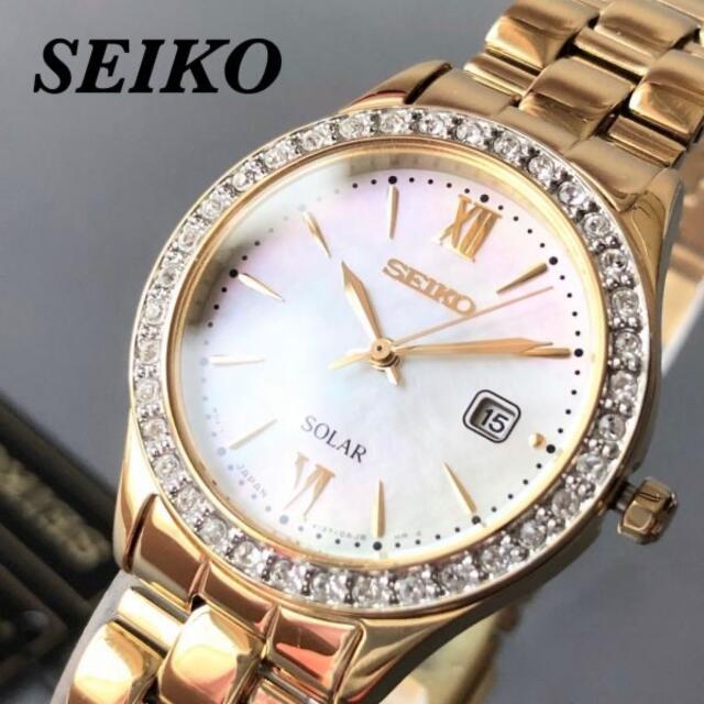 【新品】SEIKO スワロフスキー ダイヤ★ソーラー セイコー レディース腕時計ハードレックスクリスタル盤色