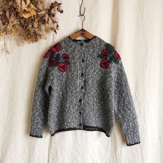 ミナペルホネン jardin 刺繍 アルパカウール ニット カーディガン