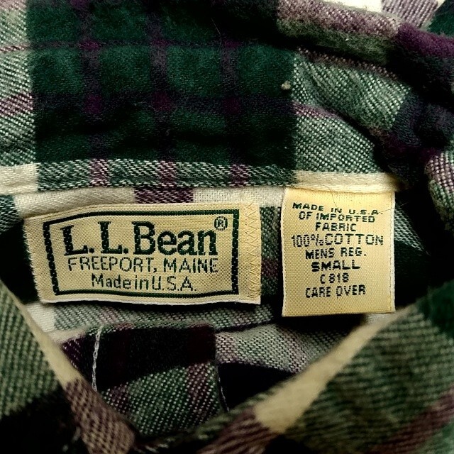 L.L.Bean - L.L.Bean「90年代 シャツ 緑と紫 秋冬物」MADE IN U.S.Aの