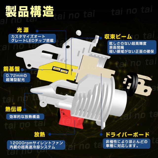 H4 LED ヘッドライト 爆光 クルマ バルブ 車 バイク 汎用 ２個セット 自動車/バイクの自動車(汎用パーツ)の商品写真