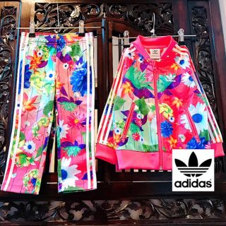 アディダス(adidas)のアディダス キッズ 上下 ジャージ ジャケット パンツ セットアップ 花柄(カーディガン)