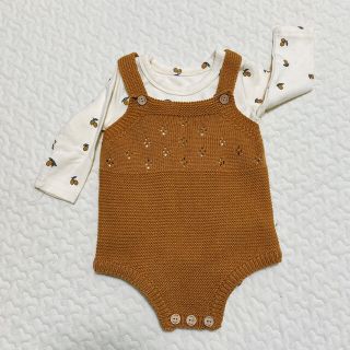 キャラメルベビー&チャイルド(Caramel baby&child )の韓国子供服　ニットサロペットとロンパースのセット(ロンパース)