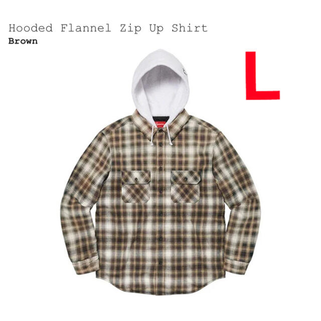 supreme Hooded Flannel Zip Up Shirt 茶色