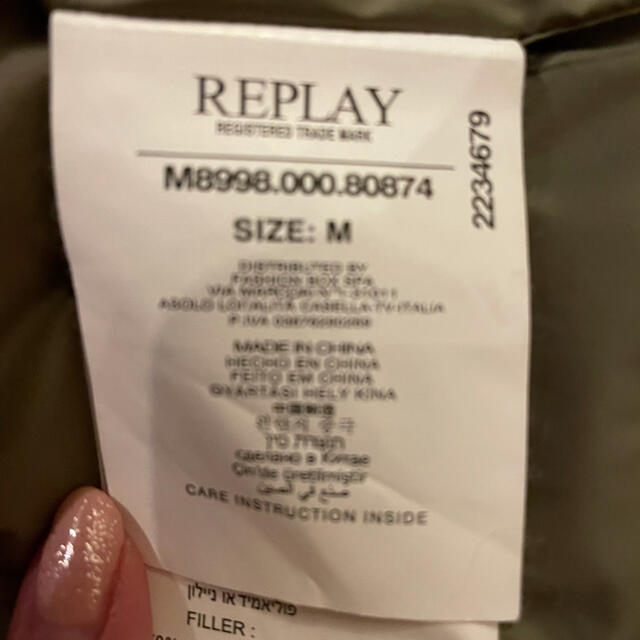 ★良品★REPLAY★ダウンベスト★カーキ★M★
