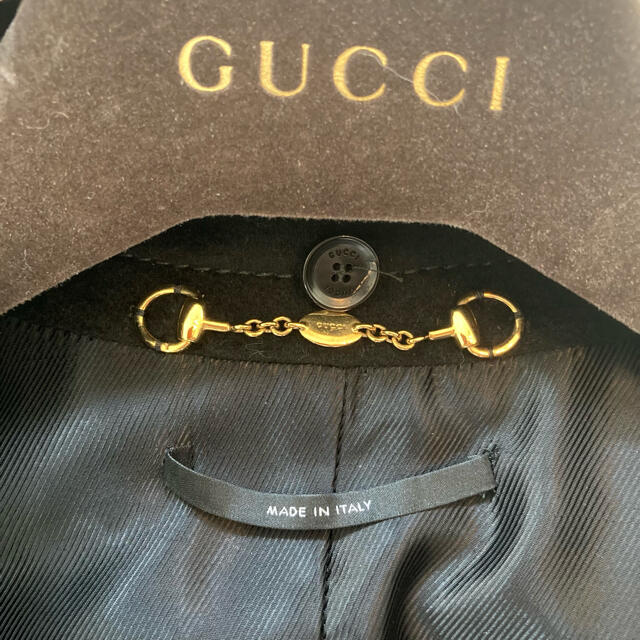 Gucci(グッチ)のGUCCI グッチ　ウールカシミヤ　ロングコート　36 黒　ジップアップ レディースのジャケット/アウター(ロングコート)の商品写真