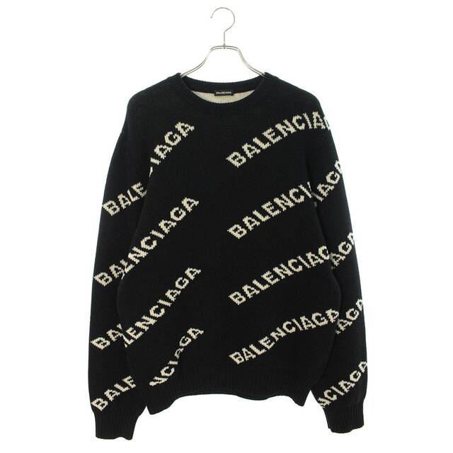 テレビで話題】 Balenciaga - M メンズ ロゴ総柄ジャガードオーバー