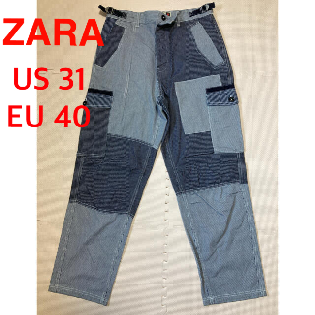 ZARA(ザラ)の★セール★【美品】ZARA SRPLS ヒッコリークレイジーパッチカーゴパンツ メンズのパンツ(ワークパンツ/カーゴパンツ)の商品写真