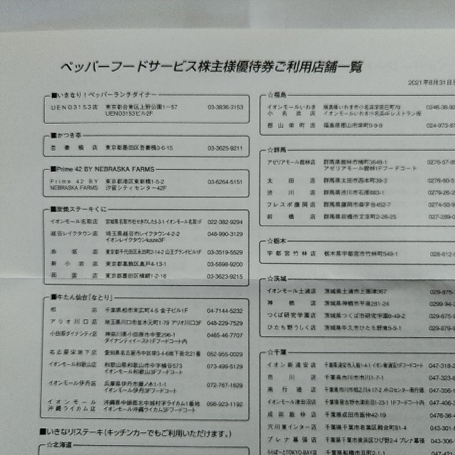 《ryoo様専用》株主優待　いきなりステーキ　6,000円分 チケットの優待券/割引券(レストラン/食事券)の商品写真