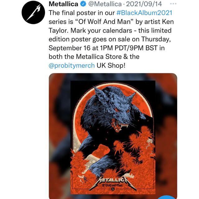 Metallica Black Album 30th 限定ポスター