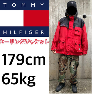 トミーヒルフィガー(TOMMY HILFIGER)のトミーヒルフィガー マウンテンジャケット 90s 古着 赤(マウンテンパーカー)
