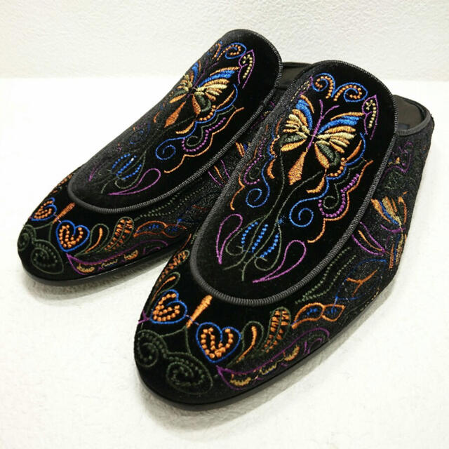 NEEDLES VELVET MULE PAPILLON EMBROIDERY 【超歓迎された】 jakofa.hu