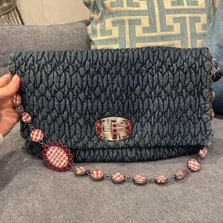 miumiu デニムクリスタルビジュー マテラッセ 3wayショルダーバッグ