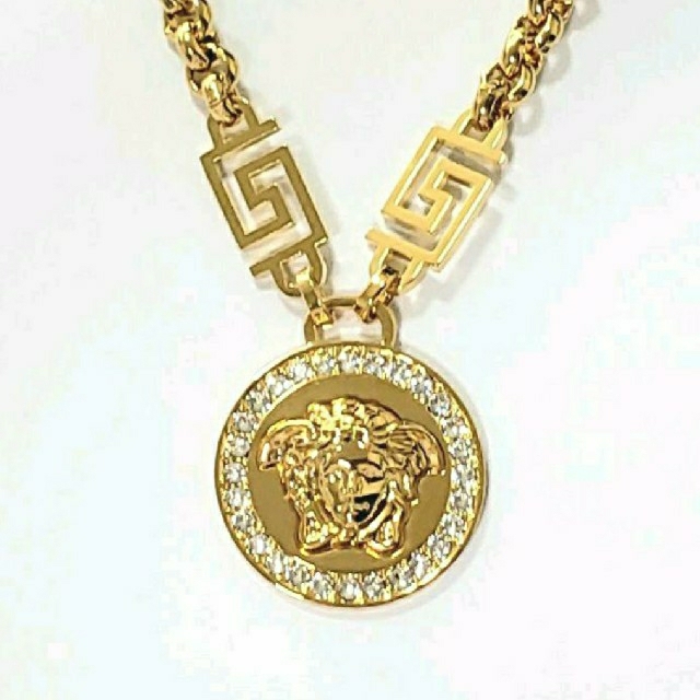 メンズ【正規品】ヴェルサーチ VERSACE　ネックレス ゴールド クリスタル