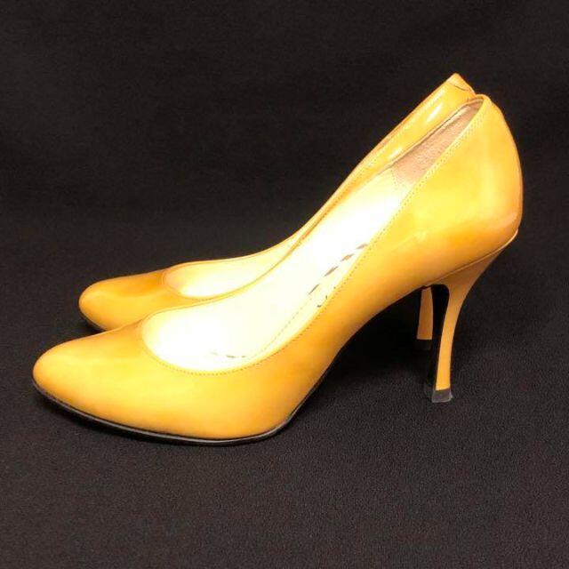 DIANA(ダイアナ)のDIANA ダイアナ 23.5cm エナメル イエロー パンプス ヒール レディースの靴/シューズ(ハイヒール/パンプス)の商品写真