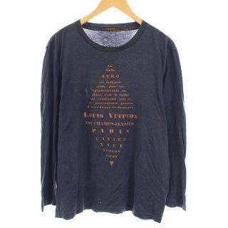 ルイヴィトン(LOUIS VUITTON)のルイヴィトン カットソー Tシャツ 長袖 ロゴ プルオーバー M 紺 ネイビー(Tシャツ/カットソー(七分/長袖))