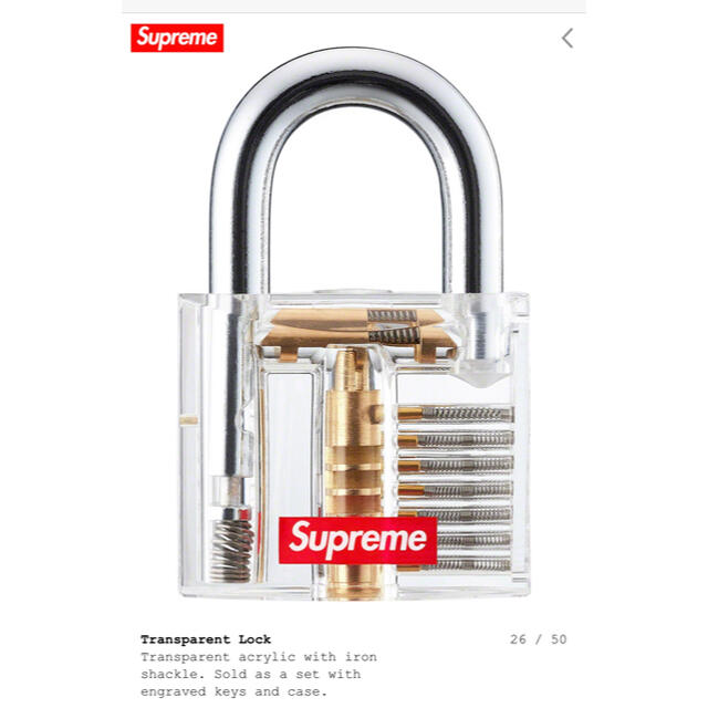 Supreme(シュプリーム)のsupreme  Transparent Lock メンズのファッション小物(その他)の商品写真