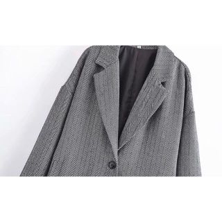 🎃10月新作👻6494◆gray グレー 柄 ロングコート