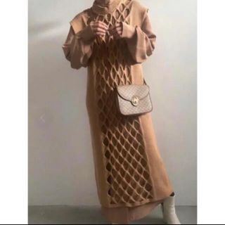 アメリヴィンテージ(Ameri VINTAGE)のLAYERED MESH KNIT DRESS  ニットのみ(ニット/セーター)