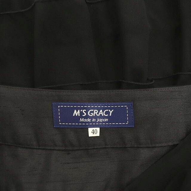 M'S GRACY(エムズグレイシー)のエムズグレイシー ティアードスカート ひざ丈 シフォン シアー フリル 40 黒 レディースのスカート(ひざ丈スカート)の商品写真