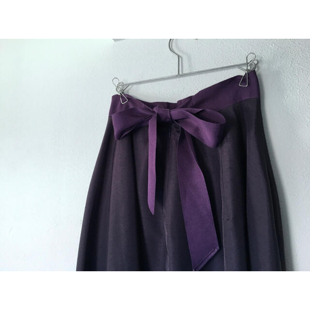 【美品】シビラ スカートスーツ　ロング　紫　Ｓ　リボン　Aライン　フレア