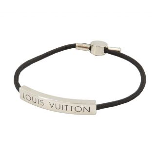 ルイヴィトン(LOUIS VUITTON)のルイ・ヴィトン  ロゴ M67417  コットン  シルバー ブラ(ブレスレット/バングル)