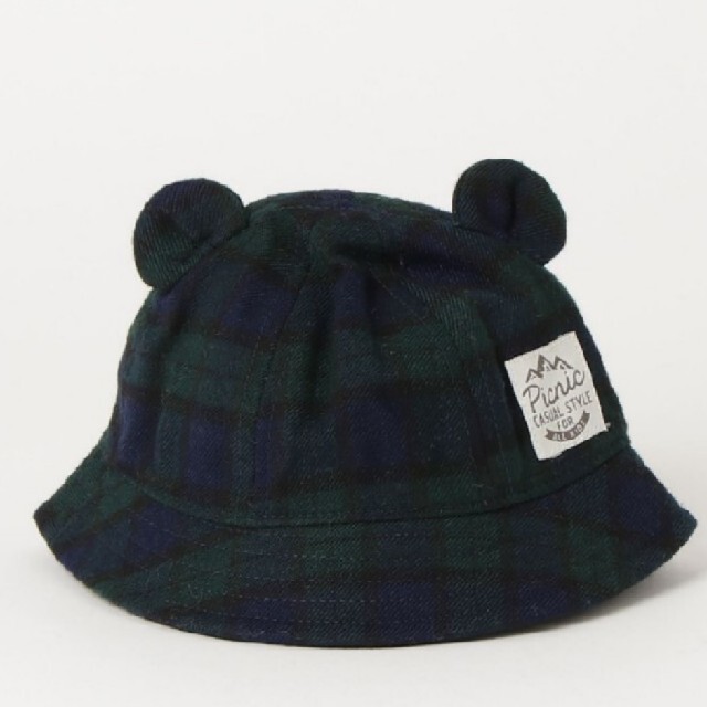 mikihouse(ミキハウス)のピクニック 帽子 クマ耳 チェック キッズ/ベビー/マタニティのこども用ファッション小物(帽子)の商品写真
