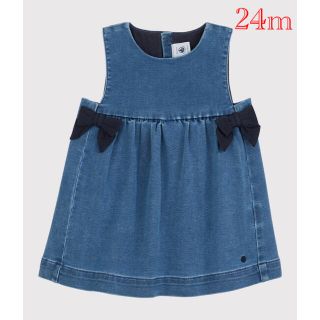 プチバトー(PETIT BATEAU)の新品 プチバトー 24m デニム風 スウェット ノースリーブ ワンピース(ワンピース)