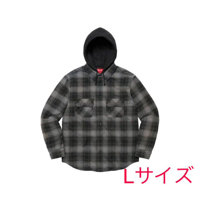 【最安値挑戦！】 zip flannel hooded Lサイズ - Supreme up black shirt シャツ