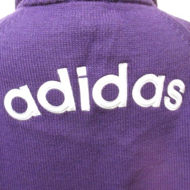 adidas(アディダス)のアディダス ポンチョ ニット 袖あり ウール混 スリーストライプ 紫 M レディースのジャケット/アウター(ポンチョ)の商品写真