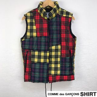 コムデギャルソン(COMME des GARCONS)の美品 コムデギャルソンシャツ 中綿ベスト マルチカラー サイズS(ダウンベスト)