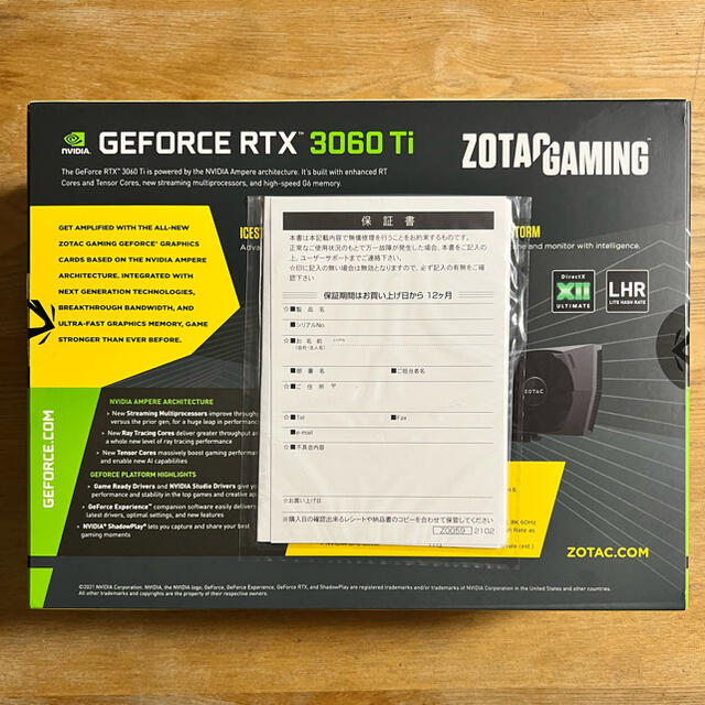 Zotac RTX3060ti LHR スマホ/家電/カメラのPC/タブレット(PCパーツ)の商品写真