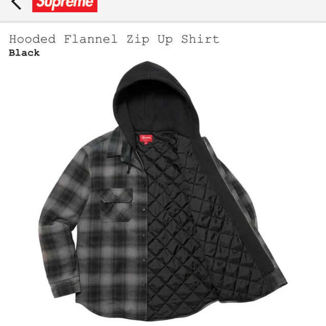 supreme Hooded Flannel ZipShirt Black L 2