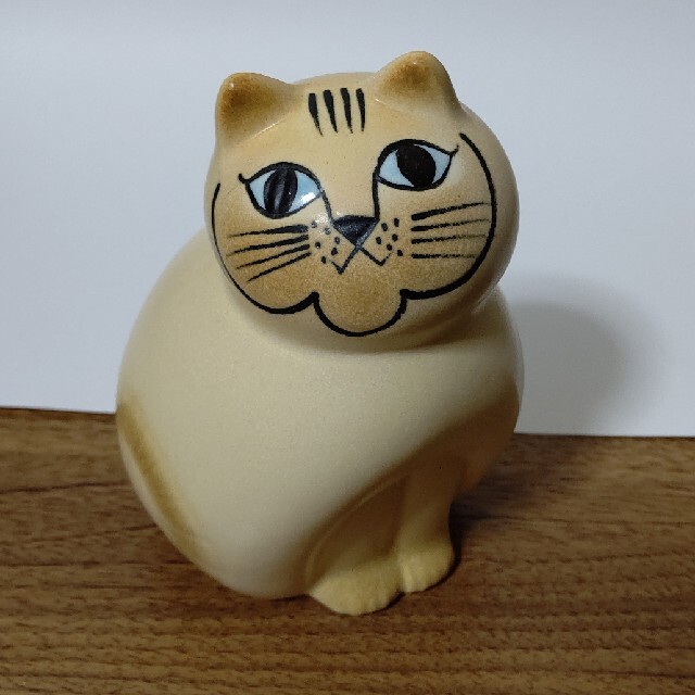 リサラーソン ミア セミミディアム ホワイトブラウン 猫の置物