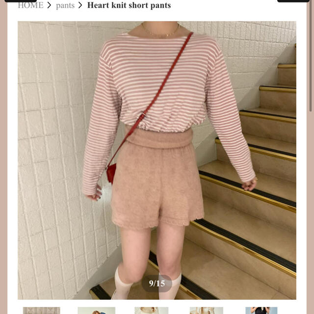 one after another NICE CLAUP(ワンアフターアナザーナイスクラップ)のTreat ürself ❤︎ Heart knit short pants レディースのパンツ(ショートパンツ)の商品写真