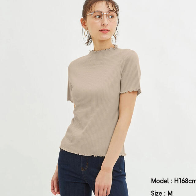 GU(ジーユー)のリブメローコンパクトT レディースのトップス(Tシャツ(半袖/袖なし))の商品写真