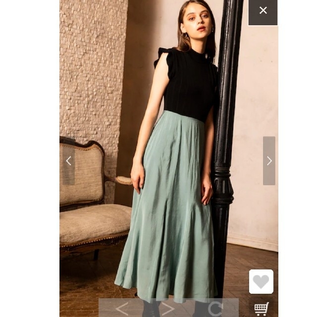 And Couture(アンドクチュール)のアンドクチュール  カーディガン×肩フリルドッキングワンピース レディースのスカート(その他)の商品写真