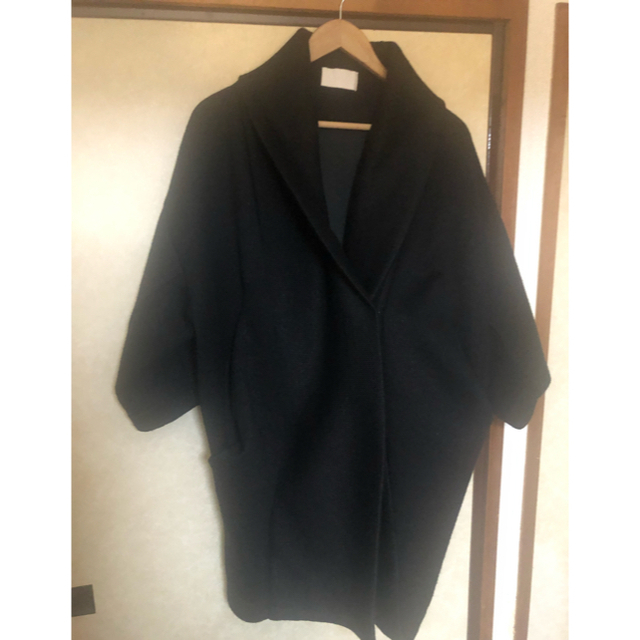 L'Appartement DEUXIEME CLASSE(アパルトモンドゥーズィエムクラス)のREALITY STUDIO コクーンコート AP STUDIO  黒 レディースのジャケット/アウター(ニットコート)の商品写真
