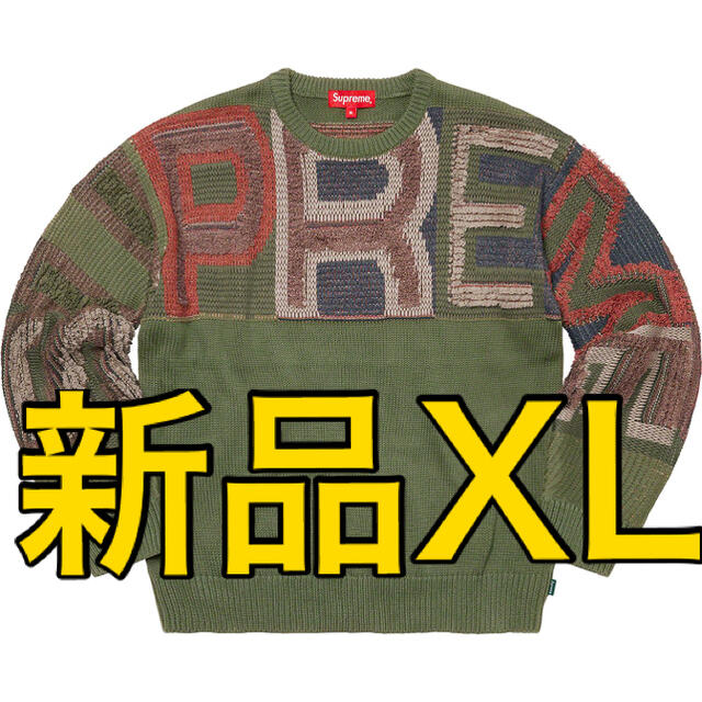 メンズsupreme  Chenille Logo Sweater Olive XL