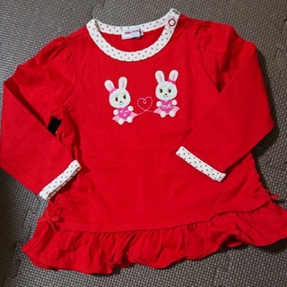 ミキハウス(mikihouse)のロンT 赤色 ミキハウス 90 うさこ 長袖Tシャツ(Tシャツ/カットソー)