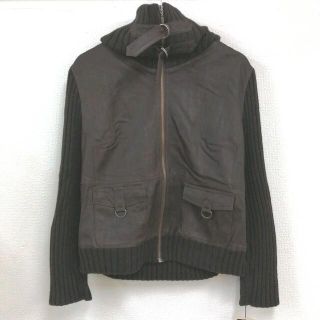 バーバリー(BURBERRY)のburberry london レザーニット　定価170000 未使用　ad(ライダースジャケット)