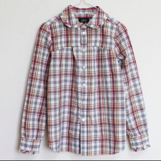 アーペーセー(A.P.C)のアーペーセーAPC コットンチェックシャツ 丸襟ブラウス 長袖 XS(シャツ/ブラウス(長袖/七分))