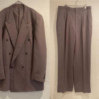 ダブル スーツ セットアップ 薄紫 テーラード スラックス 古着 80s 90s(セットアップ)