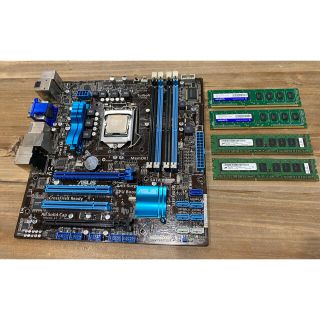 エイスース(ASUS)の中古CPUCore i5-2500K＋メモリー＋マザーボードのセットです。(PC周辺機器)