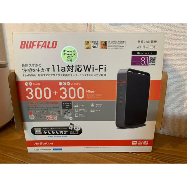 Buffalo(バッファロー)のBUFFALO 無線LANルーター WHR-600D スマホ/家電/カメラのPC/タブレット(PC周辺機器)の商品写真