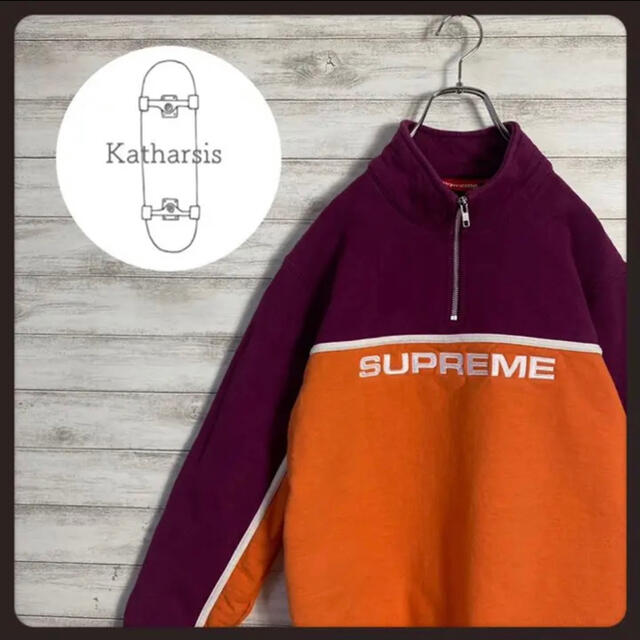 【超目玉枠】 Supreme - 【即完売モデル】シュプリーム　ハーフジップ　刺繍センターロゴ　スウェット スウェット
