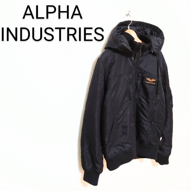 ALPHA INDUSTRIES フード付き MA-1 フライトジャケットブルゾン - ブルゾン