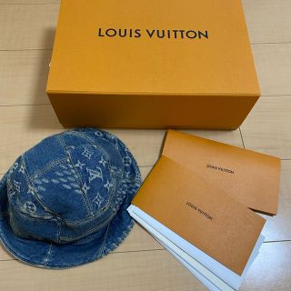 Louis Vuitton Nigo Blue Monogram Giant Wave Denim Logo Sun Bucket Hat M  58cm