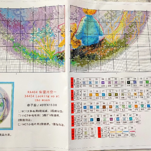 クロスステッチキット 夢想満月の夜＆悠久満月の夜 図案印刷あり 刺繍 2点セット ハンドメイドの素材/材料(生地/糸)の商品写真