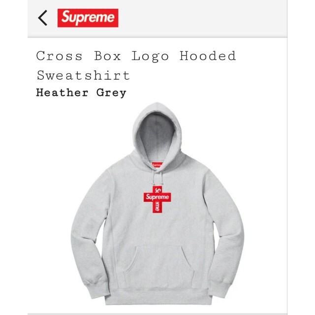 20FW Supreme Cross Box Logo Glay　L